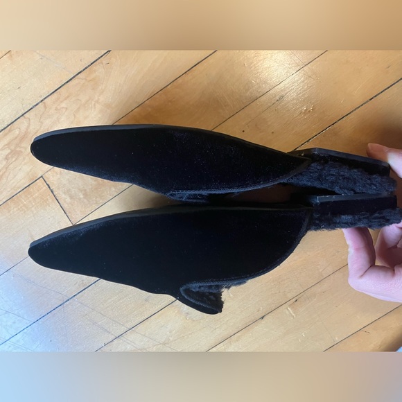 Birdies Phoebe Black Velvet Fur Lined Mules - Picture 11 of 12